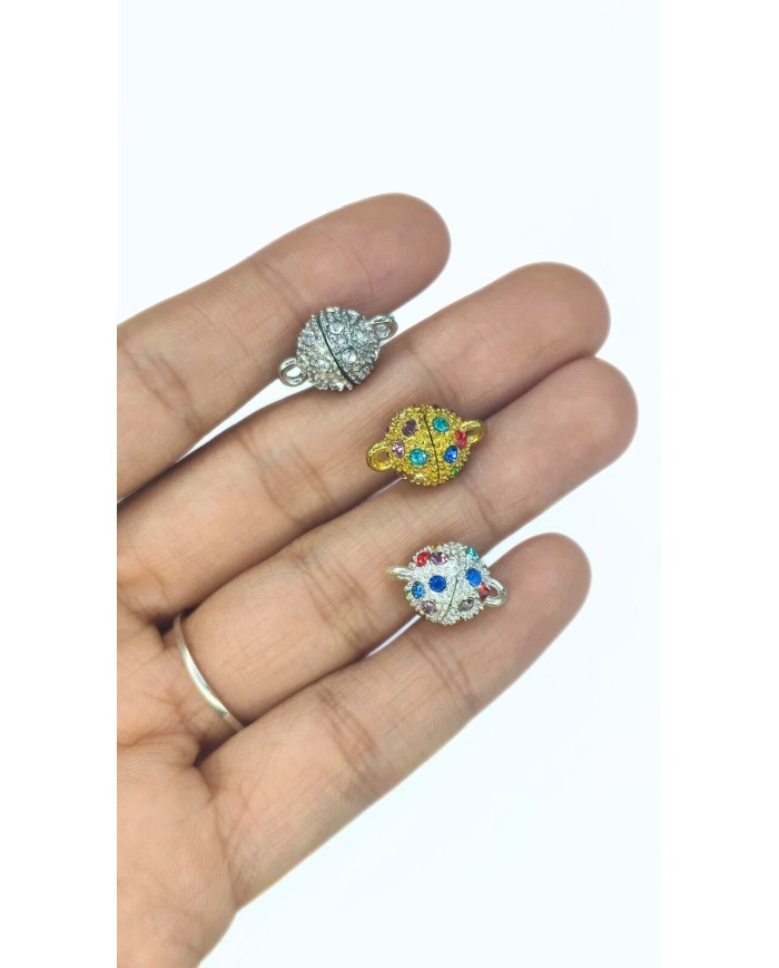 Mıknatıslı Zirkon Taşlı Kolye Bileklik Kilidi Kapama Sarı - 1 Adet