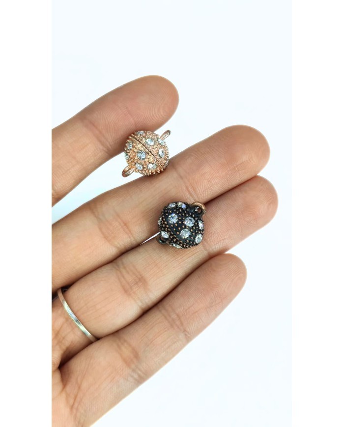 Mıknatıslı Zirkon Taşlı Kolye Bileklik Kilidi Kapama Siyah - 1 Adet