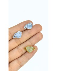 Mıknatıslı Zirkon Taşlı Kalp Kolye Bileklik Kilidi Kapama Sarı - 1 Adet