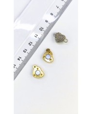 Mıknatıslı Zirkon Taşlı Kalp Kolye Bileklik Kilidi Kapama Sarı - 1 Adet