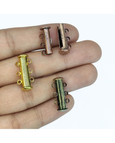 Geçmeli Mıknatıslı Uzun 3 Halkalı Kolye Bileklik Kilidi Kapama Sarı - 1 Adet