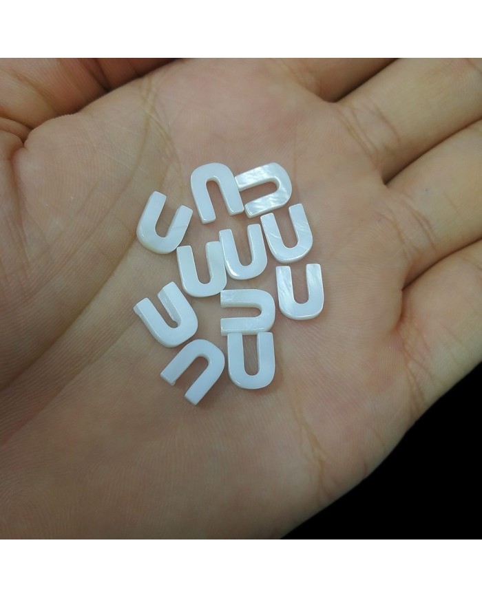 Doğal sedef taş Kolye Küpe Ucu - U HARF