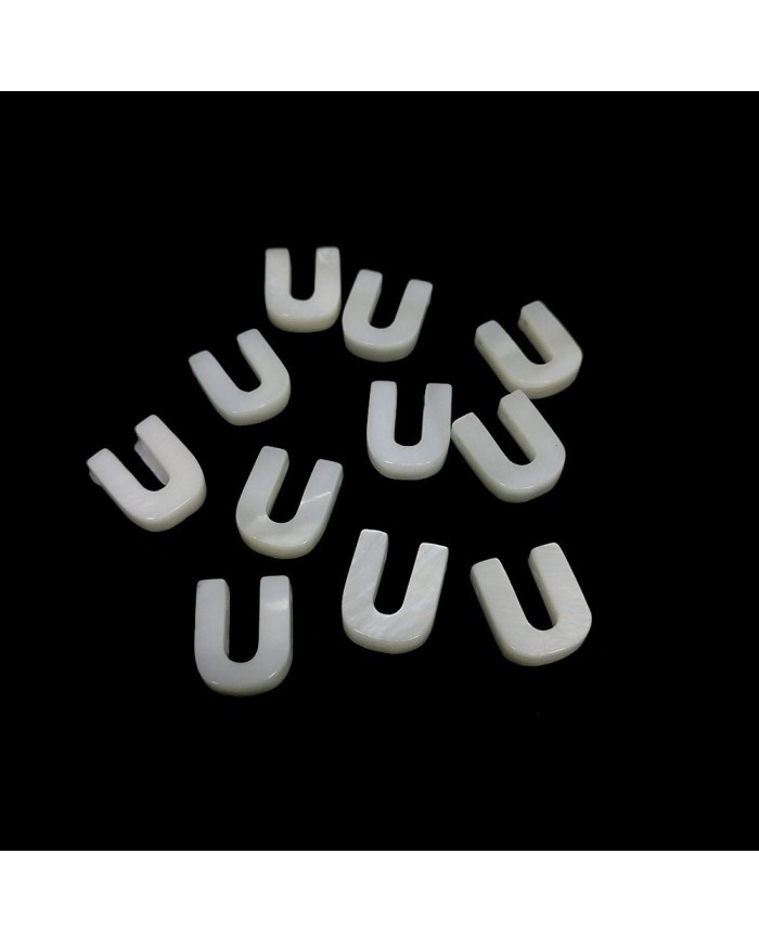 Doğal sedef taş Kolye Küpe Ucu - U HARF