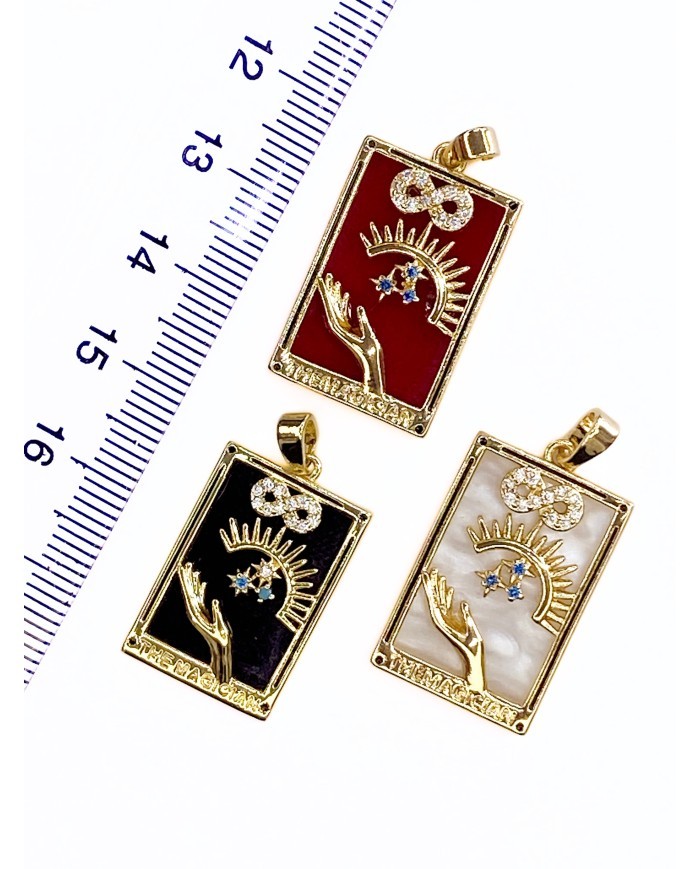Pirinç Zirkon Mineli Tarot Büyücü Kolye Bileklik Ucu Charm Beyaz 1 Adet