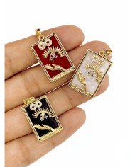 Pirinç Zirkon Mineli Tarot Büyücü Kolye Bileklik Ucu Charm Siyah 1 Adet
