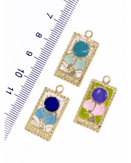 Pirinç Zirkon Mineli Tarot Dünya Kolye Bileklik Ucu Charm Mavi 1 Adet