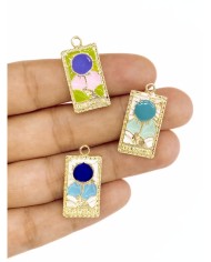 Pirinç Zirkon Mineli Tarot Dünya Kolye Bileklik Ucu Charm Mor 1 Adet