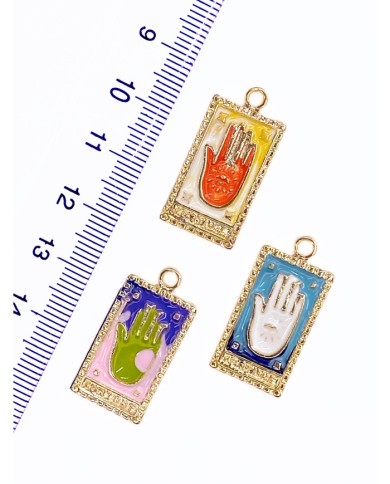 Pirinç Zirkon Mineli Tarot Hamsa Kolye Bileklik Ucu Charm Turuncu 1 Adet