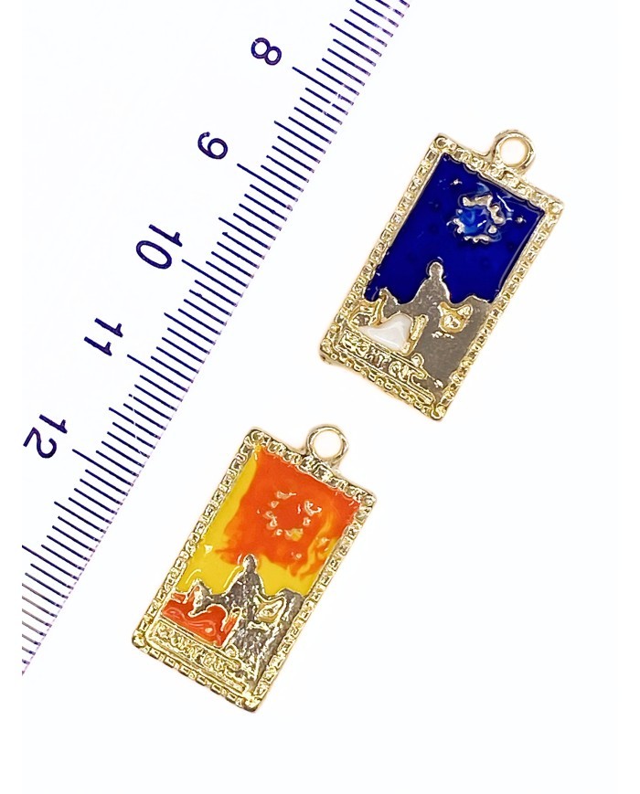 Pirinç Zirkon Mineli Tarot Alev Kolye Bileklik Ucu Charm Turuncu 1 Adet