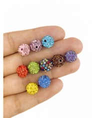 Pirinç Zirkon Taşlı Top Boncuk Kolye Bileklik Ucu Charm Pembe 1 Adet