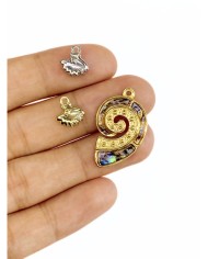 Pirinç Zirkon Mineli Küçük Deniz Kabuğu Kolye Bileklik Ucu Charm Gümüş 1 Adet