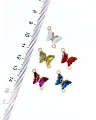Pirinç Zirkon Taşlı Kelebek Kolye Bileklik Ucu Charm Pembe 1 Adet