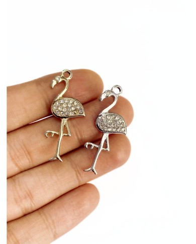 Pirinç Zirkon Taşlı Flamingo Kolye Bileklik Ucu Charm Altın 1 Adet