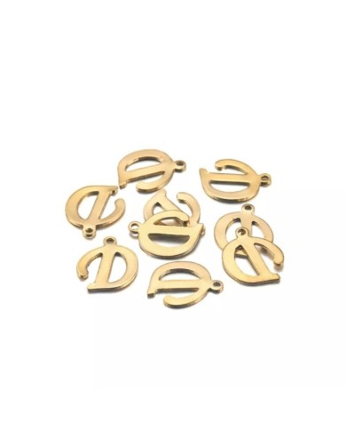 5 Adet - MİNİ HARFLER - METAL KAPLAMA KULPLU GOLD - D