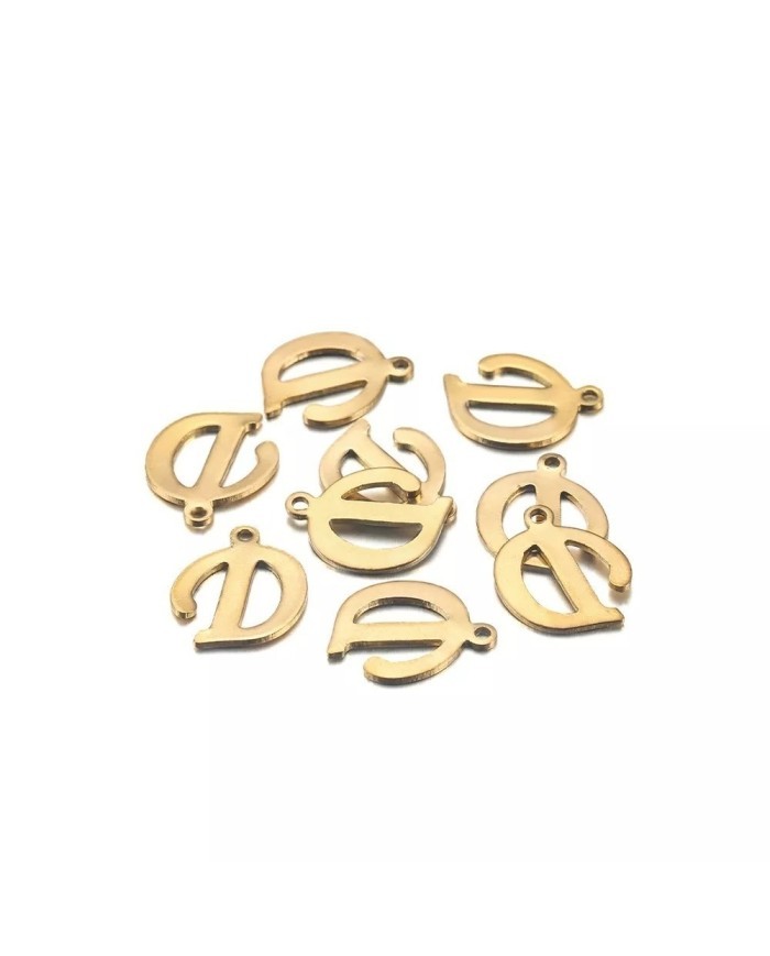 5 Adet - MİNİ HARFLER - METAL KAPLAMA KULPLU GOLD - D