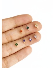 Pirinç Zirkon Taşlı Mini Kolye Bileklik Ucu Charm Gümüş Yeşil 1 Adet