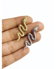 Pirinç Zirkon Mineli Yılan Kolye Bileklik Ucu Charm Gümüş 1 Adet