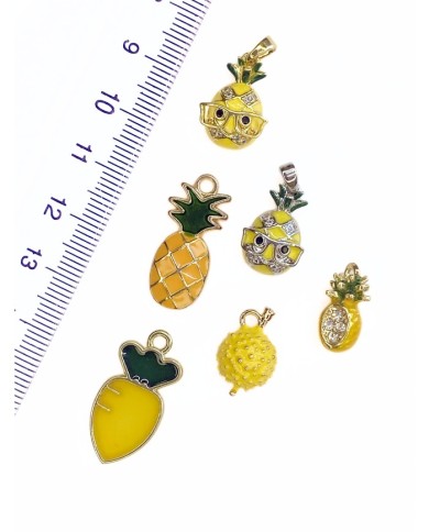 Pirinç Zirkon Taşlı Kolye Ananas Bileklik Ucu Charm Altın 1 Adet