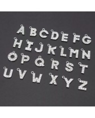 Taşlı Harfler - Üstten Kulplu Gümüş - F - 2 Adet