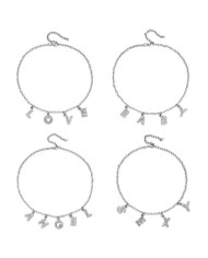 Taşlı Harfler - Üstten Kulplu Gümüş - F - 2 Adet