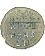 Taşlı Harfler - Üstten Kulplu Gümüş - F - 2 Adet