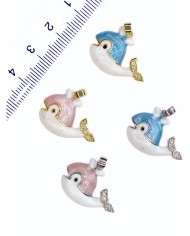 Pirinç Zirkon Taşlı Gül Kolye Bileklik Ucu Charm Altın Mavi 1 Adet