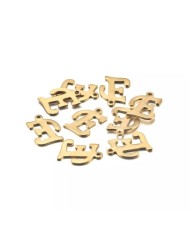 5 adet - MİNİ HARFLER - METAL KAPLAMA KULPLU GOLD - E