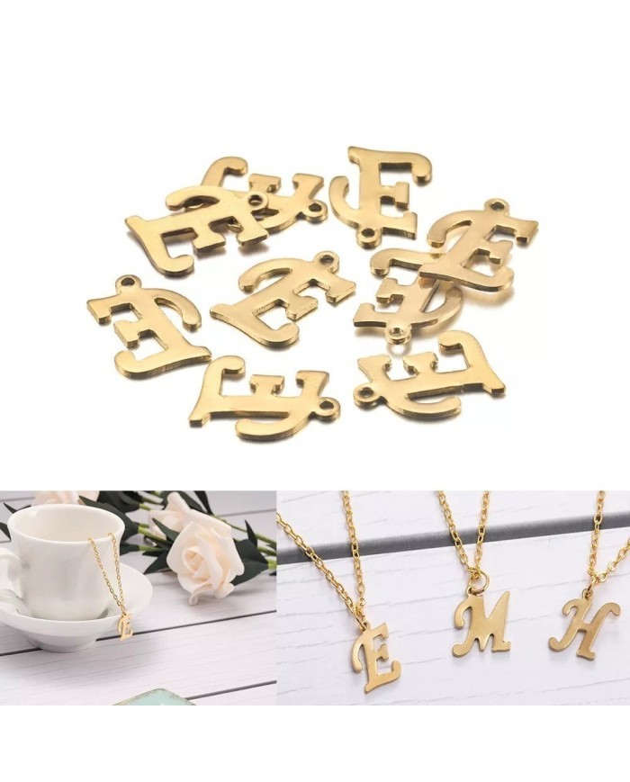 5 adet - MİNİ HARFLER - METAL KAPLAMA KULPLU GOLD - E