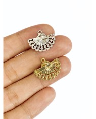 Pirinç Zirkon Mineli Yelpaze Kolye Bileklik Ucu Charm Gümüş 1 Adet