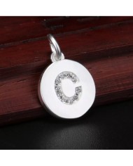 Taşlı Harf - Gümüş - C - 2 Adet