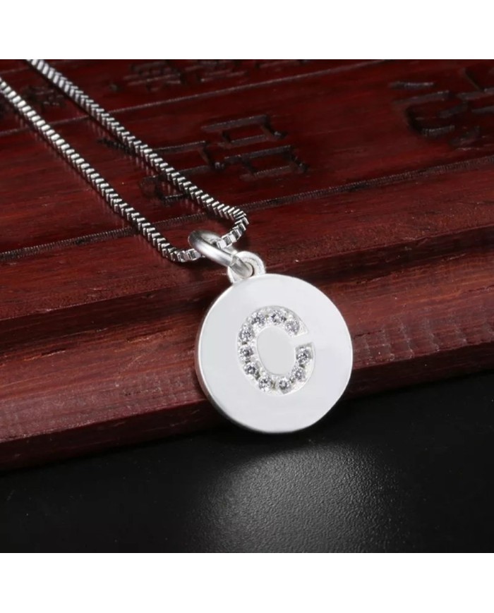 Taşlı Harf - Gümüş - C - 2 Adet