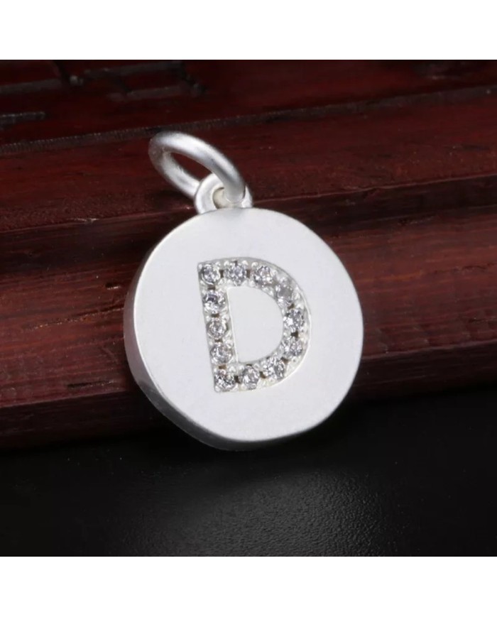 Taşlı Harf - Gümüş - D - 2 Adet