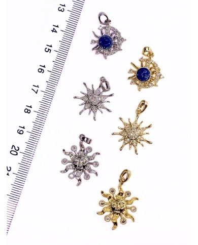 Pirinç Zirkon Taşlı Ay Güneş Kolye Bileklik Ucu Charm Gümüş 1 Adet