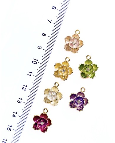 Pirinç Zirkon Mineli Lotus Kolye Bileklik Ucu Charm Pembe 1 Adet