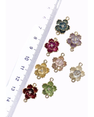Pirinç Zirkon Mineli Lotus Çift Kolye Bileklik Ucu Charm Yeşil 1 Adet