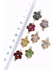 Pirinç Zirkon Mineli Lotus Çift Kolye Bileklik Ucu Charm Pembe 1 Adet