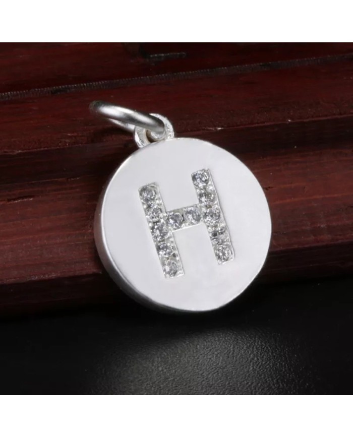 Taşlı Harf - Gümüş - H - 2 Adet