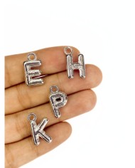 Zamak Rodyum Kaplama Kulplu Balon Harf Kolye Bileklik Ucu Charm Nikel 15x17mm 1 Adet