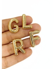 Zamak Lak Kaplama Geçme Balon Harf Kolye Bileklik Ucu Charm Altın 17x22mm 1 Adet