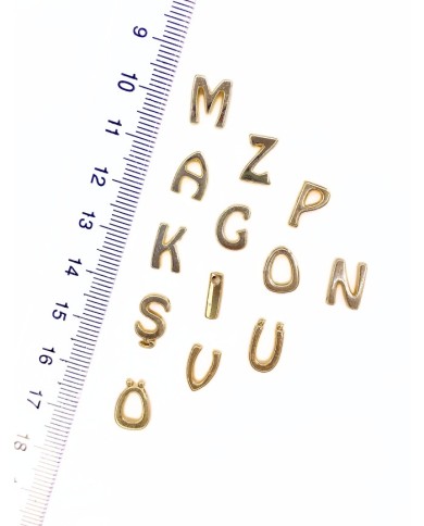 Lak Kaplama Geçme Balon Harf Kolye Bileklik Ucu Charm Altın 10x13mm 1 Adet