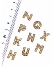 Lak Kaplama Geçme Zirkon Taşlı Harf Kolye Bileklik Ucu Charm Altın 15x15mm 1 Adet