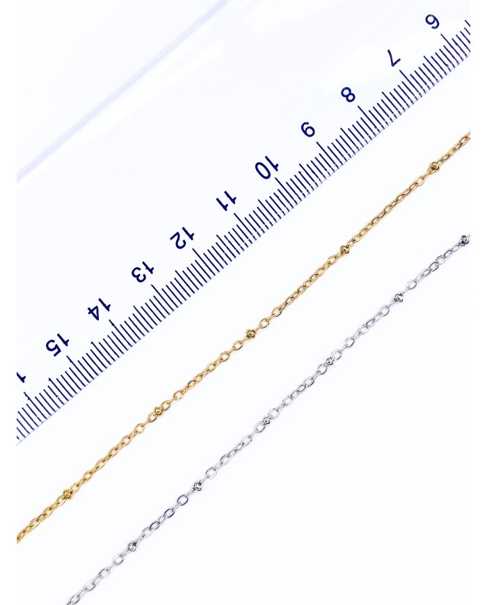 Çelik Zincir Sf 235 Boncuklu Kolye Bileklik Altın Renk 3x3mm - 1m