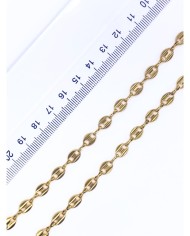 Çelik Kahve Çekirdeği Zincir Kolye Bileklik Altın Renk 6x8mm - 1m