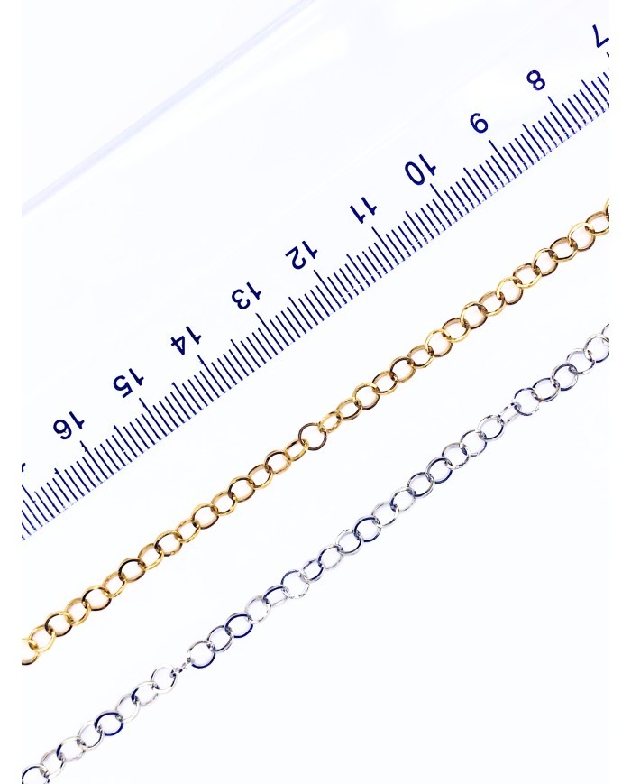 Çelik Geçmeli Yuvarlak Zincir Kolye Bileklik Nikel Renk 4x4mm - 1m