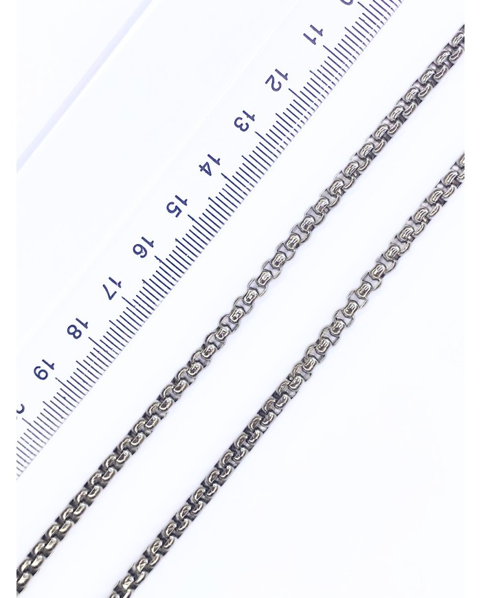 Çelik Geçmeli Kare Zincir Kolye Bileklik Nikel Renk 4x4mm - 1m