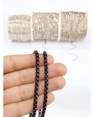 Çelik Geçmeli Kare Zincir Kolye Bileklik Siyah Renk 4x4mm - 1m