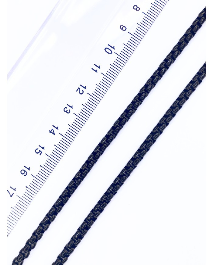 Çelik Geçmeli Kare Zincir Kolye Bileklik Siyah Renk 4x4mm - 1m