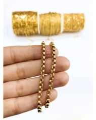 Çelik Geçmeli Kare Zincir Kolye Bileklik Altın Renk 4x4mm - 1m