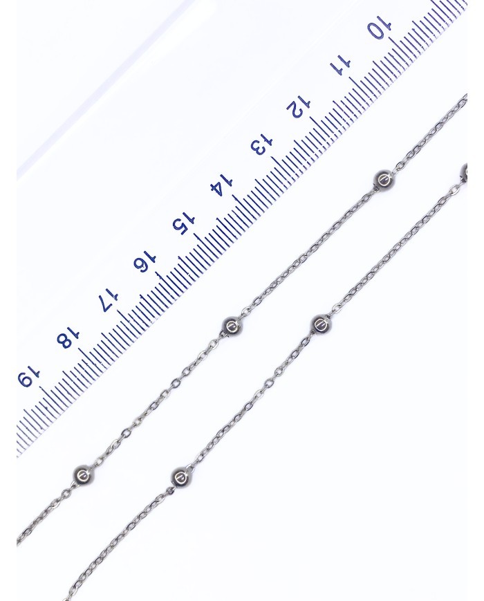 Çelik Top Zincir Kolye Bileklik Nikel Renk 4x4mm - 1m