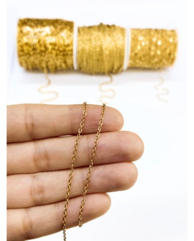 Çelik Sf 235 Zincir Kolye Bileklik Altın Renk 3x3mm - 1m